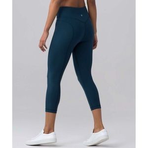 Lululemon Pushing Limits Crop NULU 21 Teal Blue
